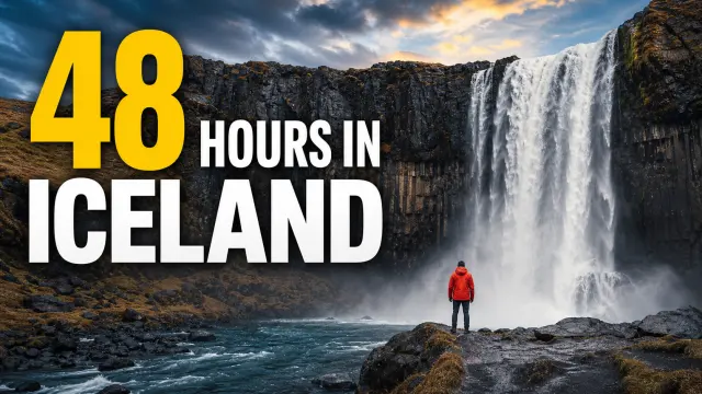 Travel video thumbnail reading 48 Hours in Iceland