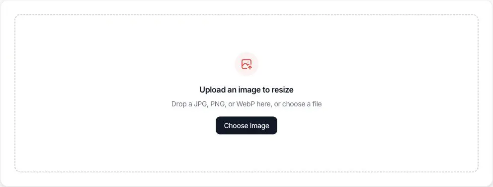 YouTube thumbnail resizer upload area for JPG, PNG, and WebP images