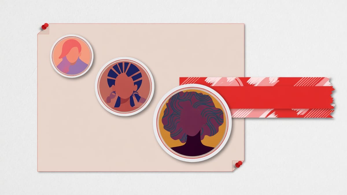 Preview board with three growing round avatars and a wide channel banner strip